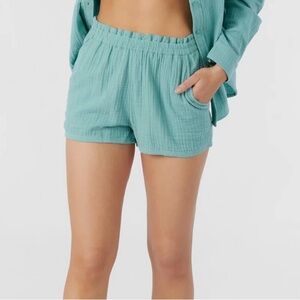 O’Neill Women’s Carla Gauze Beach Shorts Seafoam Pull On NWT Size M